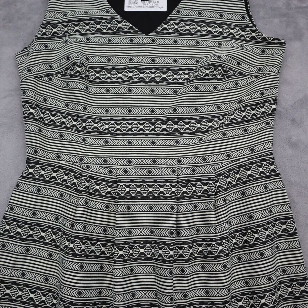 Enfocus Studio Dress Womens 14 Ivory Black Sleeveless VNeck Knee Length Casual - Picture 7 of 15